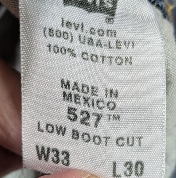 Levis 527 Jeans Mens 33x30 Blue Denim Low Boot Cut Zip Fly Medium Wash Classic - Picture 8 of 14